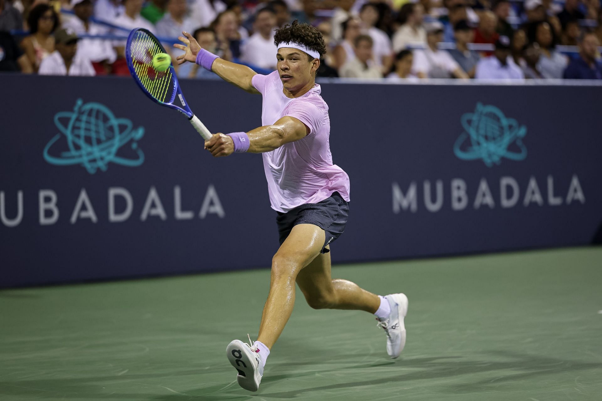 Ben Shelton in action at the 2025 Mubadala Citi DC Open (Source: Getty)